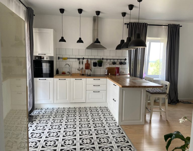 Scandinavian style kitchen in a country house. Rent of modern housing sale of new apartment, modern